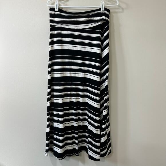 Gap Womens Sz Medium Petite Black & White Striped Foldover Jersey Maxi Skirt - Picture 5 of 5